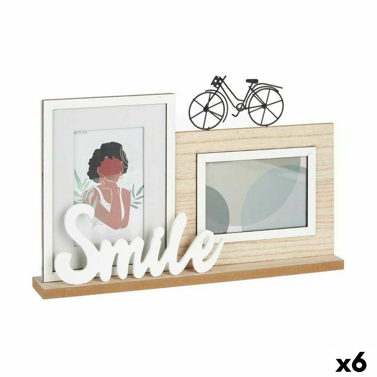 Kuvakehys Smile 2 kuva Musta Ruskea Puu MDF (6 osaa) (40 x 27 x 6 cm)