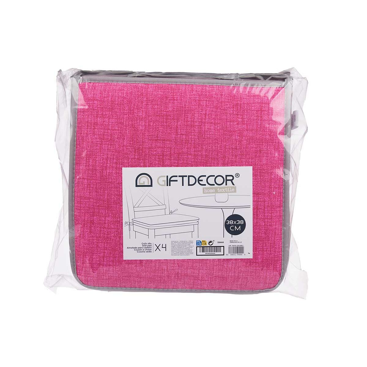 Tuolityyny Pinkki 38 x 2,5 x 38 cm (4 osaa)