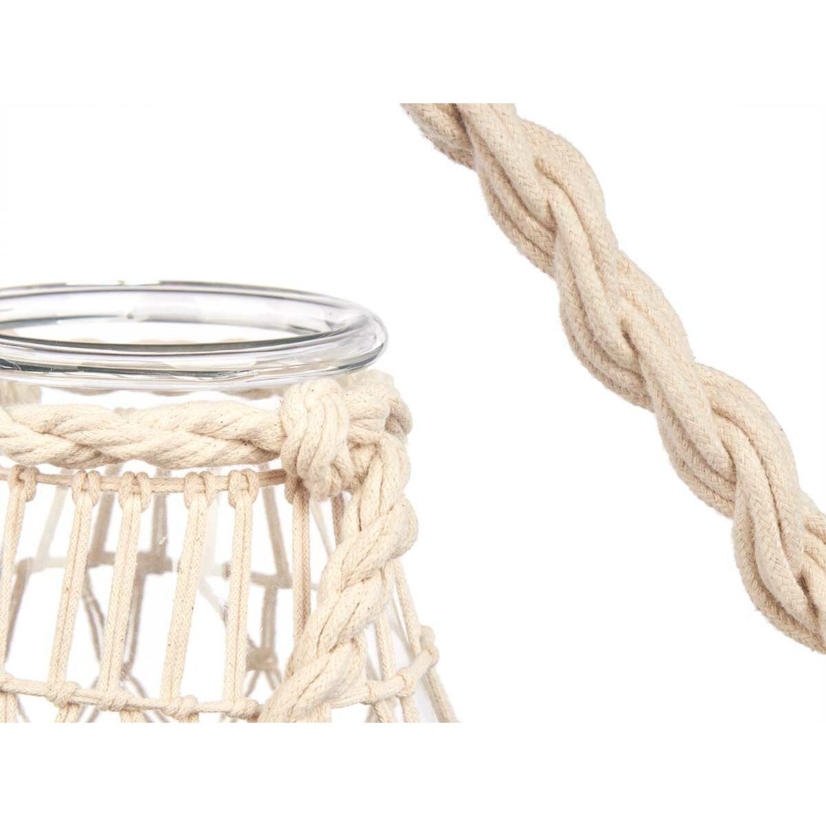 Kynttilänjalka Purkki Valkoinen Läpinäkyvä Lasi Köysi 14 x 21 cm (6 osaa)