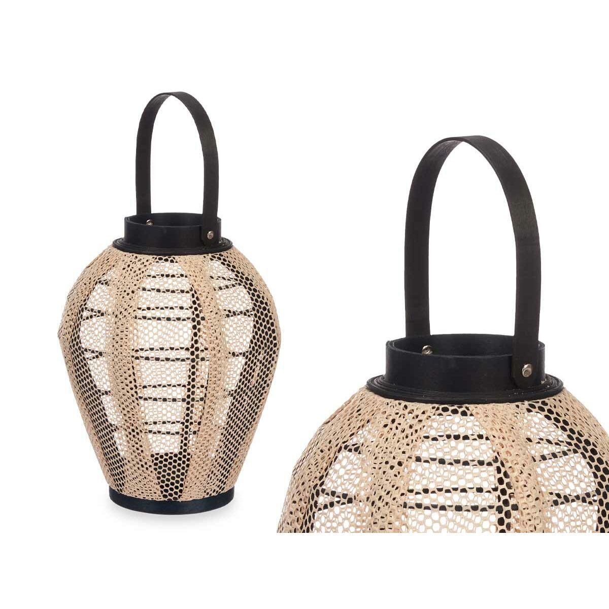 Kynttilänjalka Žibintas Kahvalla Beige Puu Kangas 25 x 30 x 25 cm (2 osaa)