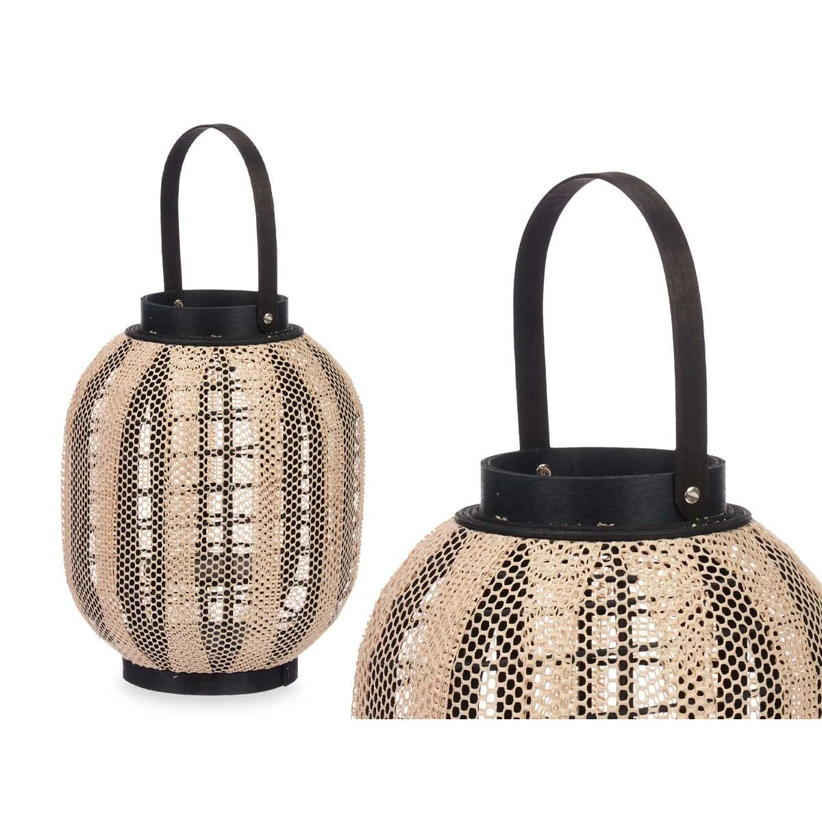 Kynttilänjalka Žibintas Kahvalla Beige Puu Kangas 27 x 32 x 27 cm (2 osaa)