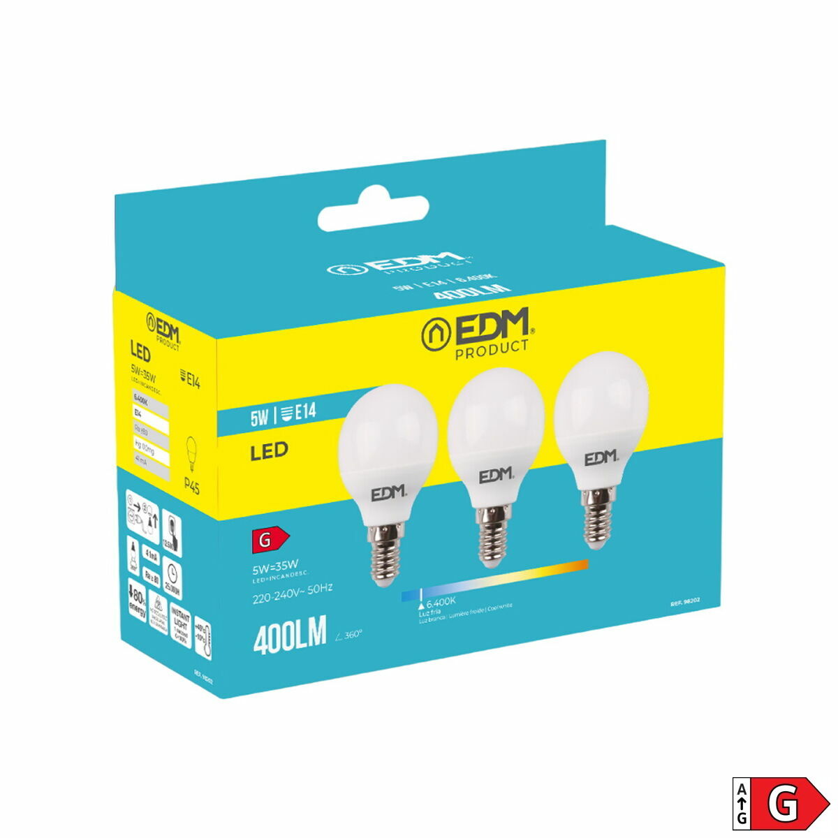 LED-lamppu EDM 5 W E14 G 400 lm (6400K)
