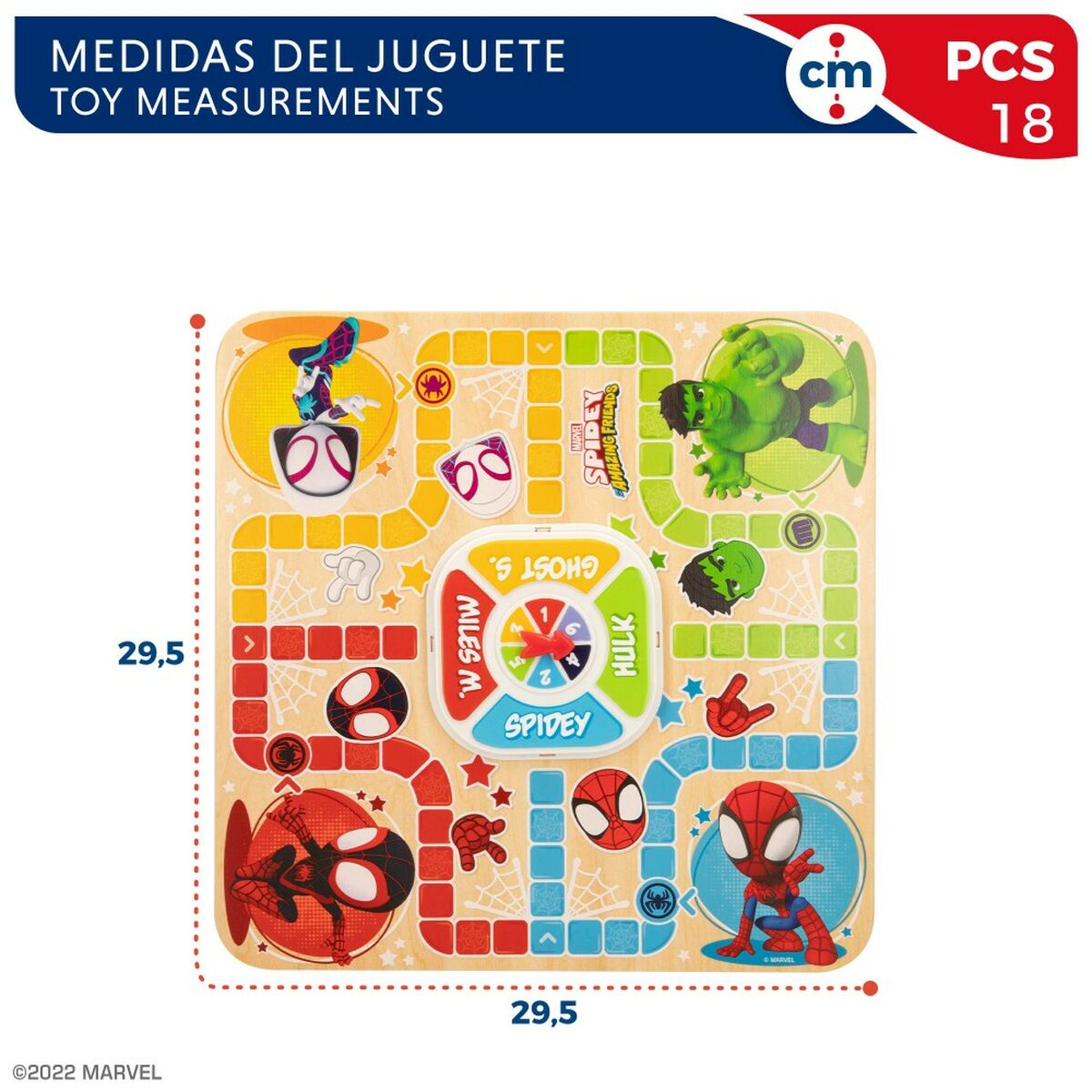 Parchís ja Oca-lauta Spidey 29,5 x 3,5 x 29,5 cm (18 Kappaletta) (6 osaa)