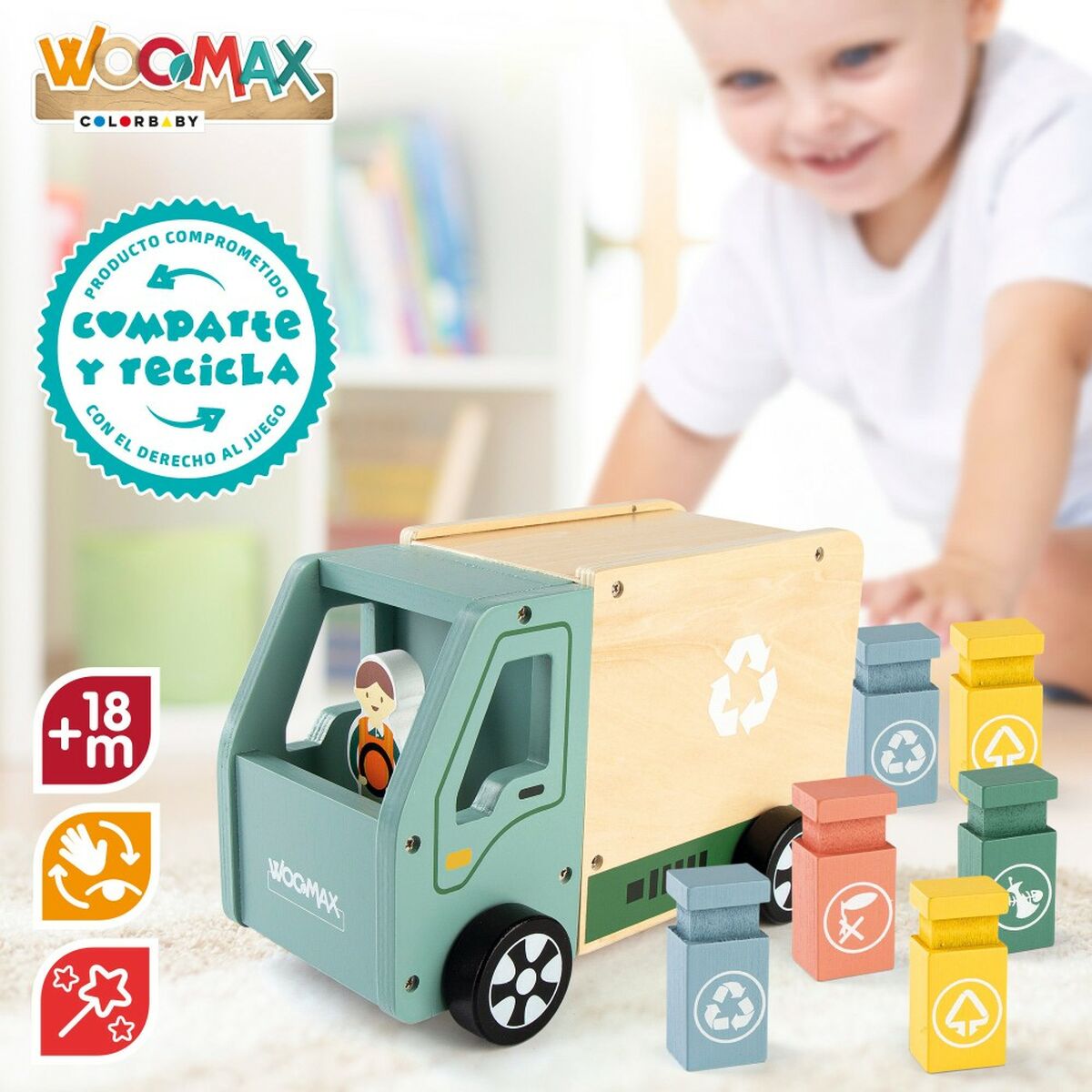 Roska-auto Woomax Lelu 8 Kappaletta 24 x 15 x 13,5 cm (4 osaa)
