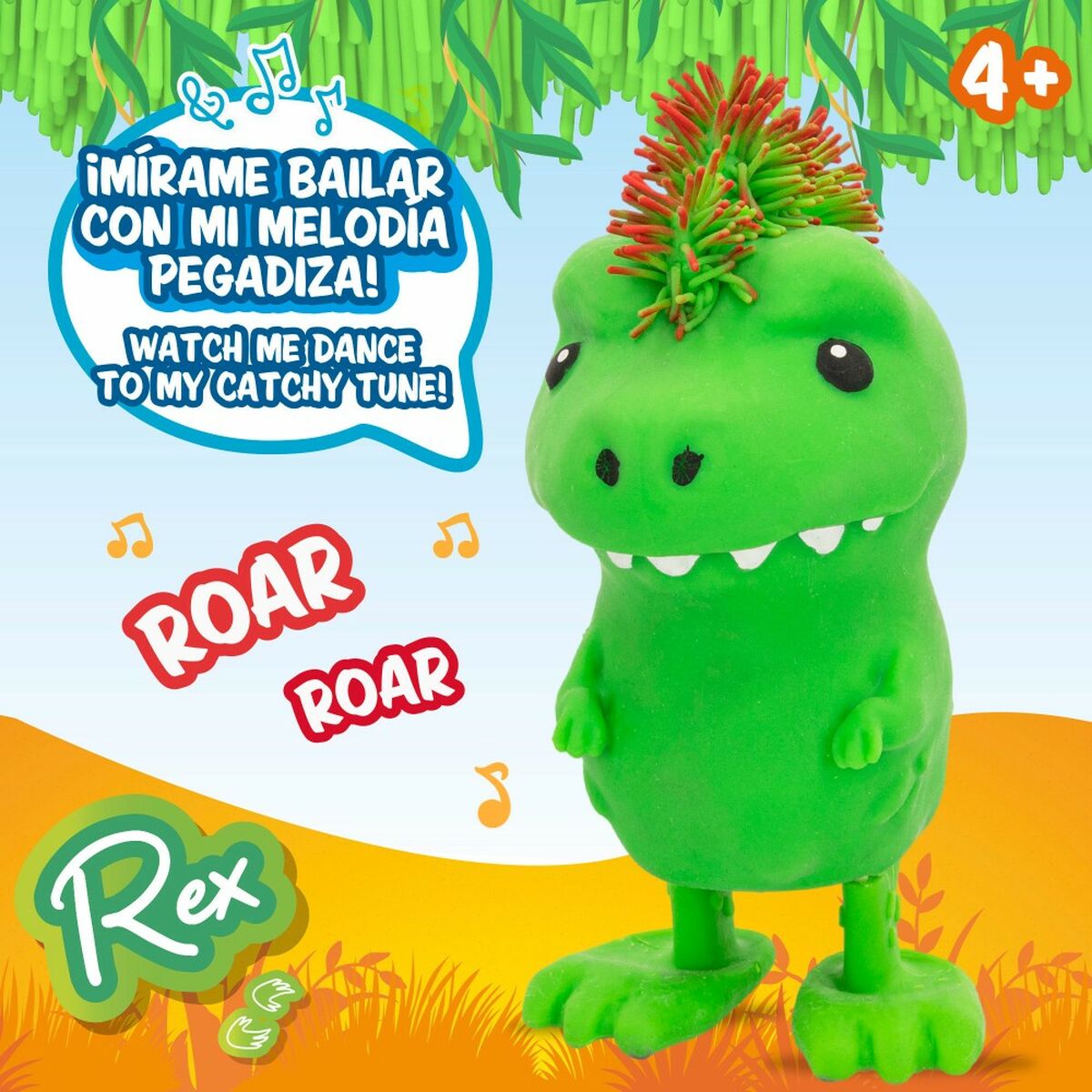 Pehmolelu Eolo Jiggly Pets Dinosaurus 10 x 20,5 x 15 cm (4 osaa)