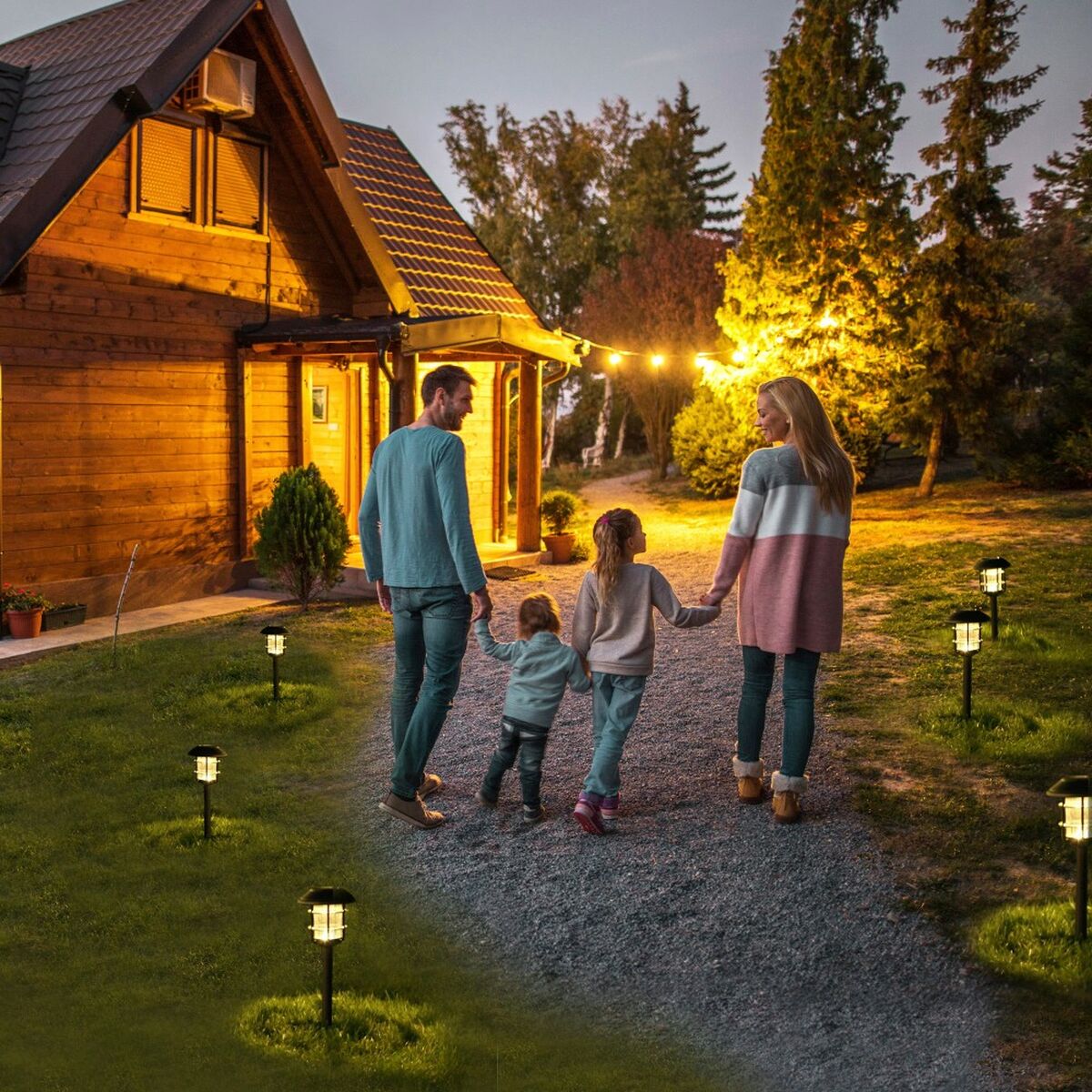 Puutarhan aurinkovalosetti Aktive 2 Kappaletta Ruostumaton teräs Muovinen 13 x 55 x 13 cm (4 osaa)