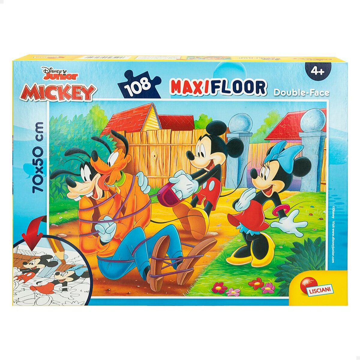 Lasten palapeli Mickey Mouse Kaksipuolinen 108 Kappaletta 70 x 1,5 x 50 cm (6 osaa)