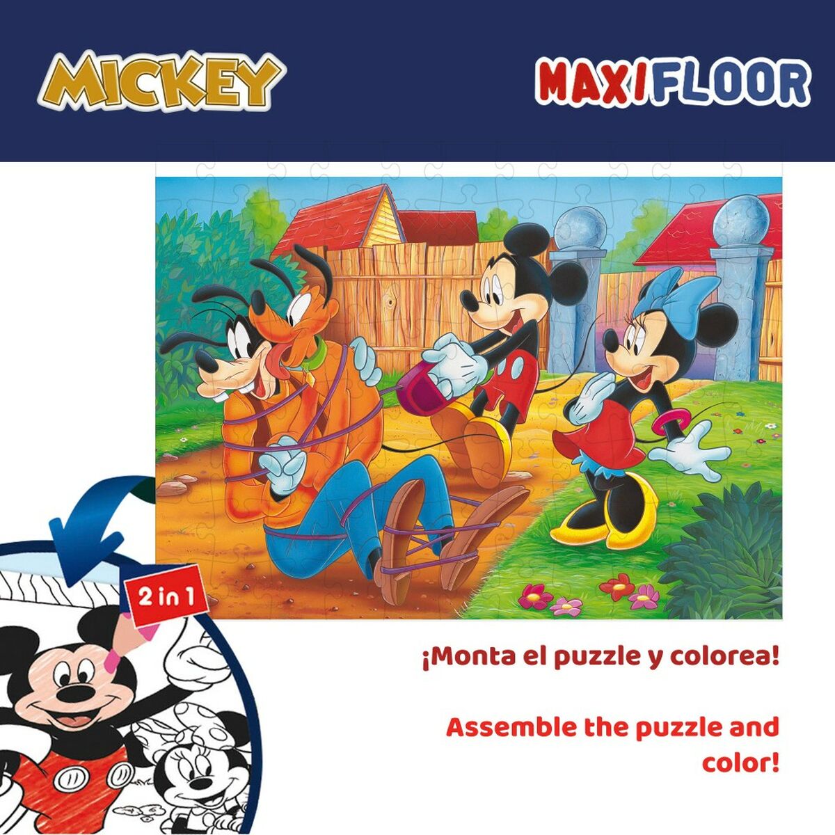 Lasten palapeli Mickey Mouse Kaksipuolinen 108 Kappaletta 70 x 1,5 x 50 cm (6 osaa)