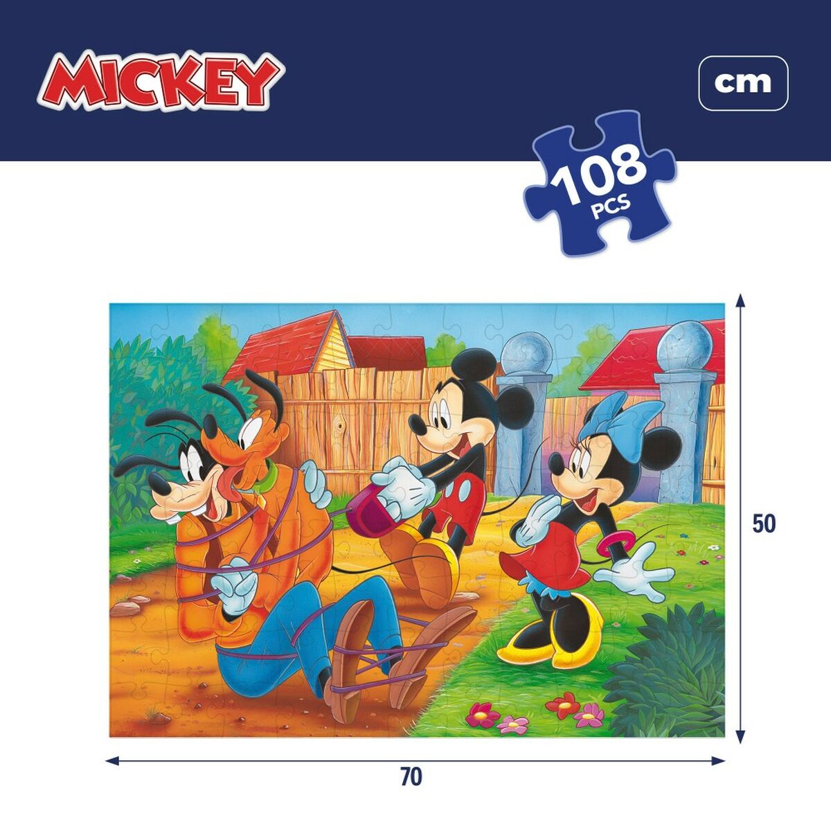 Lasten palapeli Mickey Mouse Kaksipuolinen 108 Kappaletta 70 x 1,5 x 50 cm (6 osaa)